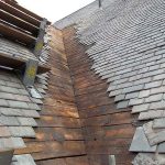 slate roof repairs being carried out to valley in glenrothes