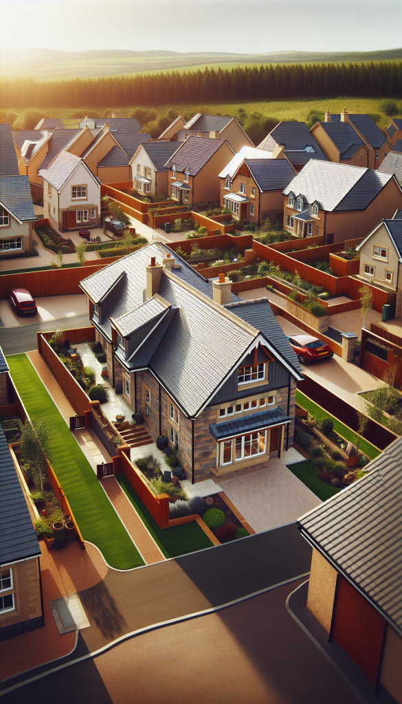 A residential roof in Fife showing different roofing materials under blue sky