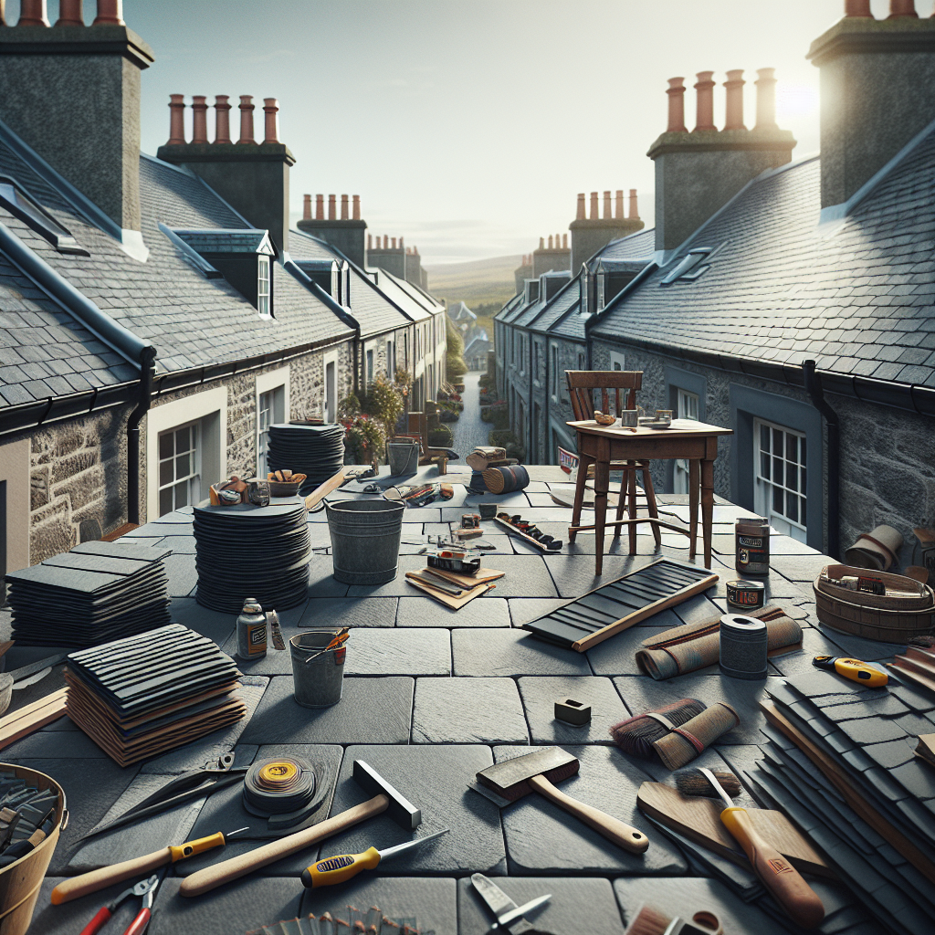 Close-up view of a repaired roof in Glenrothes