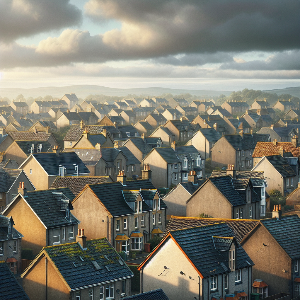 Varied House Roofs under Cloudy Kirkcaldy Sky Showing Potential Leak