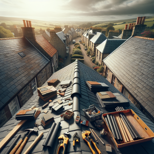 Residential roof in Cupar under repair