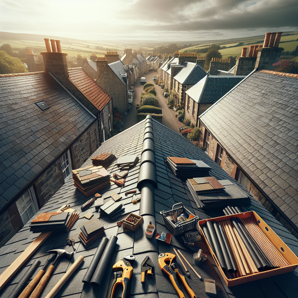 Residential roof in Cupar under repair