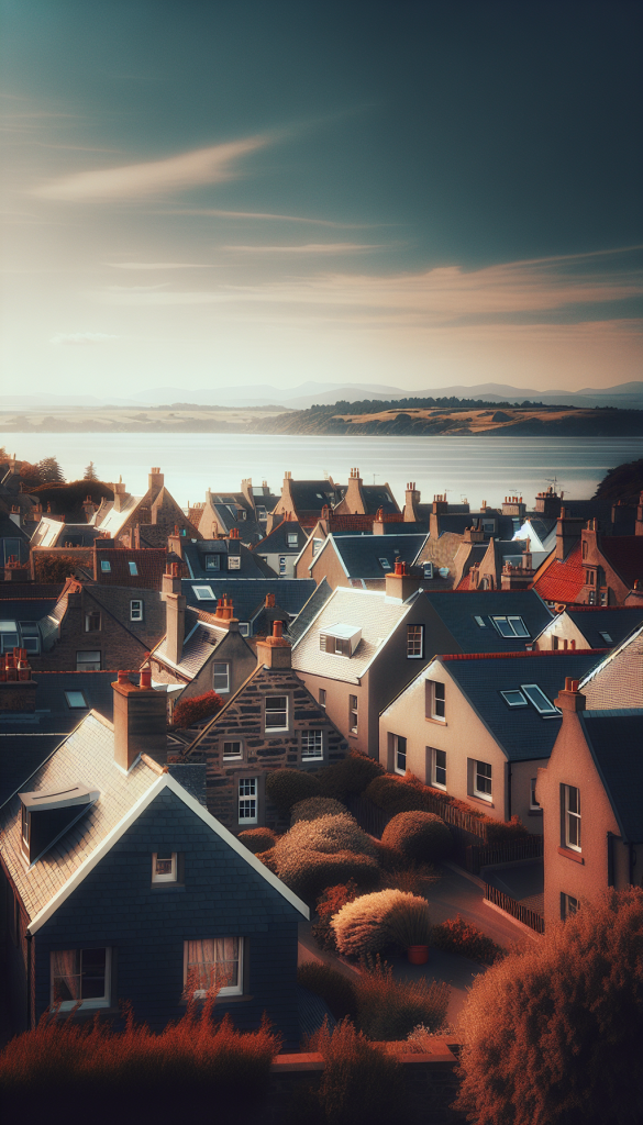 Aerial view of diverse roofing styles in Fife