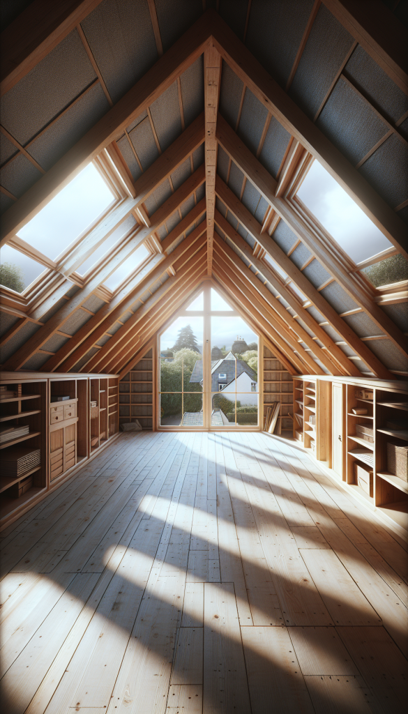 Clean attic space with wooden beams and good lighting