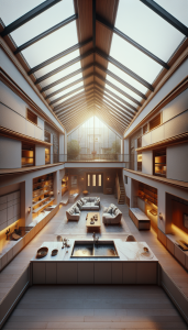 Interior view showing water leaks in a house.