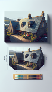 Slate roof covered in colorful tiles